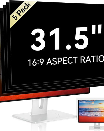 [5-Pack] 31.5 Inch Computer Privacy Screen for 16:9 Widescreen Monitor, Anti Glare Anti-UV Eye Protection Desktop PC LED Monitor Filter, Removable Anti-Scratch Screen Film 31in
