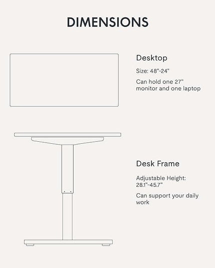 FLEXISPOT EN1 One-Piece Standing Desk with 1-Inch Thick Seamless Desktop, 48"x24" Electric Height Adjustable Desk for Home Office, Multi-Monitor Setups & Easy Assembly, Rustic Brown