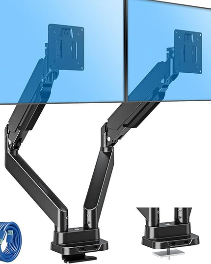 MOUNTUP Dual Monitor Mount Fits Max 39'' Screen, Ultrawide Dual Monitor Desk Mount Hold 4.4-33 lbs, Adjustable Gas Spring Double Monitor Arms, Computer Monitors Stand with USB, VESA Monitors Bracket
