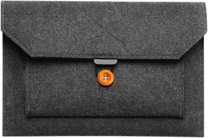13-Inch Felt Laptop Sleeve Bag for Business Professionals, Portable Black Laptop Protector Pouch with Tablet Storage, Travel-Friendly Computer Handbag for Men and Women