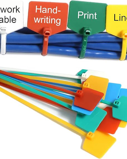 6 in Marker Nylon Cable Ties, Plastic Water Proof Tags, Self-Locking Written-on Cable Marker, Security Seals Label for Cabling, Wire Marking Label, Shipping Hanging Tags - Blue/ 100pcs