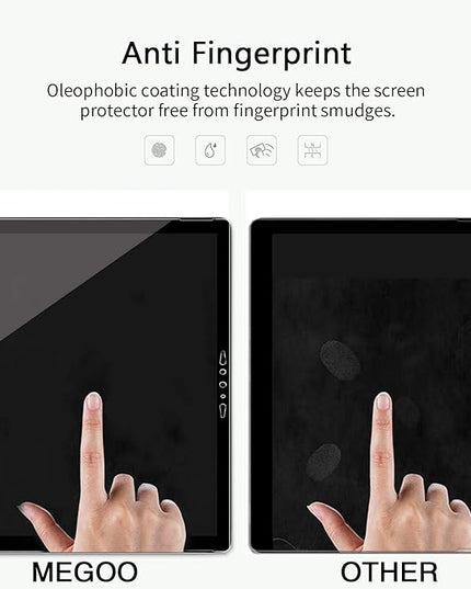 Megoo Screen Protector (2 Pack) for Microsoft Surface Go 4/3/2/1, 9H Tempered Glass, Anti-Drop, Hydrophobic, Oleophobic, 24.1 x 17.1 cm, 10.5 inch, 2 Pieces