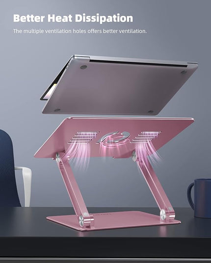Lamicall Adjustable Laptop Stand, Portable Laptop Riser, Aluminum Laptop Stand for Desk Foldable, Ergonomic Computer Notebook Stand Holder for MacBook Air Pro, Dell XPS, HP (10-17.3'') -Pink