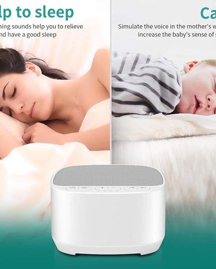 Magicteam Sleep Sound White Noise Machine with 40 Natural Soothing Sounds and Memory Function 32 Levels of Volume Powered by AC or USB and Sleep Timer Sound Therapy for Baby Kids Adults (B-White)