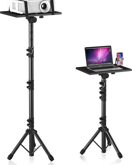 Projector Stand Tripod Adjustable, Laptop Height from 23.5 to 63.5 inches with Gooseneck Phone Holder, Floor for Office, Home, Stage, Studio, DJ Racks Holder Mount, 23.5inch-63.5inch