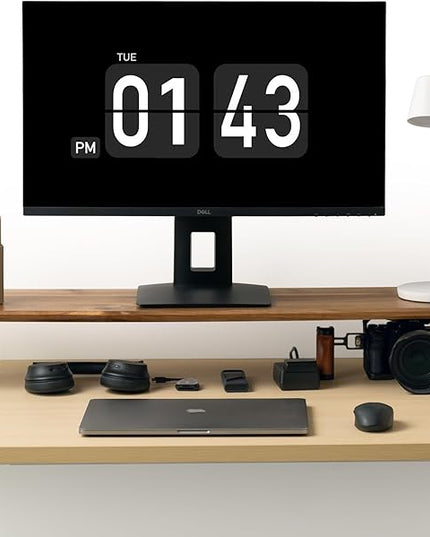 Dual Monitor Stand Riser Acacia Wood, Wooden Desk Monitor Riser for 2 Monitors Supports for Monitor, Printer, Heavy TV Riser up to 130 lbs