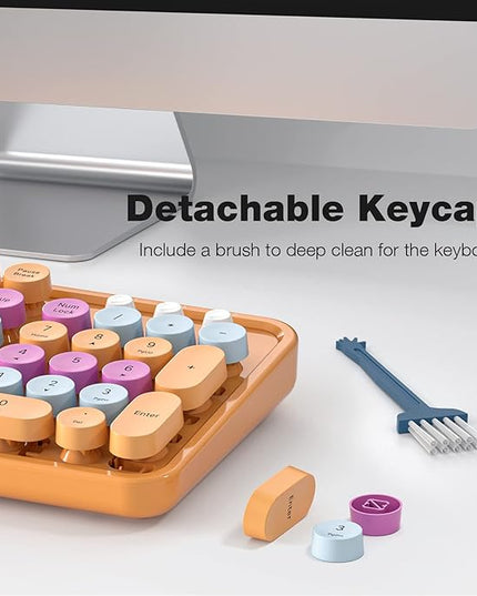 MOFII Wireless Keyboard and Mouse Combo, Orange Retro Keyboard with Round Keycaps, 2.4GHz Dropout-Free Connection, Cute Wireless Mouse for PC/Laptop/Mac/Windows XP/7/8/10 (Orange-Colorful)