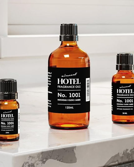 AirScent Hotel Diffuser Oil No. 1001 - Patchouli Clove Amber - Hotel Scent Dupe - Premium Fragrance Oil for Ultrasonic and Waterless Diffusers- 120 mL, 4 fl oz Glass Dropper Bottle
