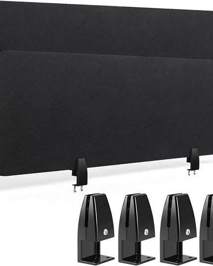 Wesiti 2 Pcs Acoustic Desk Divider Noise Reducing Desk Privacy Panel for Student Table Standing Sound Proof Divider Desktop Claw Office Furniture Partition for Classroom(Black,47.24 x 15.75 Inches)