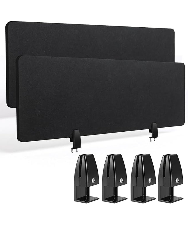 Wesiti 2 Pcs Acoustic Desk Divider Noise Reducing Desk Privacy Panel for Student Table Standing Sound Proof Divider Desktop Claw Office Furniture Partition for Classroom(Black,47.24 x 15.75 Inches)