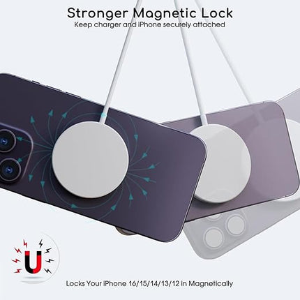 Magnetic Wireless Charger for iPhone, 2Pack 6FT [Apple MFi Certified]Mag-Safe Charger Cable Wireless Magnetic Charging Cord with USB C Fast Charging Block for iPhone Air/17/17 Pro/17 Promax/16/16Plus