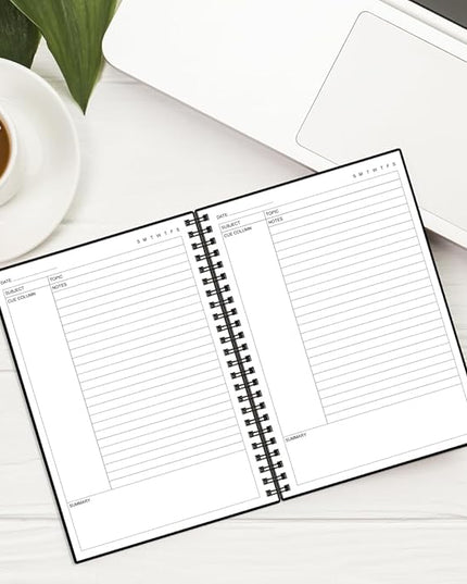 Yaridar A5 Cornell Notes Notebook - College Spiral Cornell Notebooks for Note Taking, Subject College Ruled Steno Pads for Office/School/Home, 5.8" x 8.5", Black
