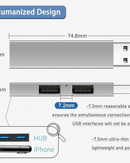 USB 3.0 Hub, VIENON Aluminium 3-Port USB Hub USB Splitter USB Expander for Laptop, Xbox, Flash Drive, HDD, Console, Printer, Camera,Keyborad, Mouse