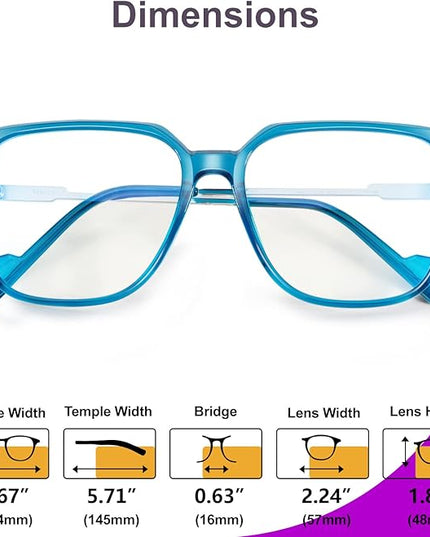 VISOONE Oversized Blue Light Blocking Glasses with Chic Square TR90 Frame and Metal Temple for Women Men REMY