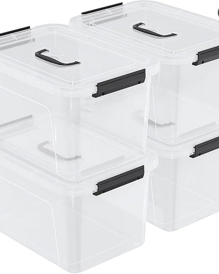 18 Quart Plastic Storage Bins with Lid, 4 Packs Clear Latching Storage Box
