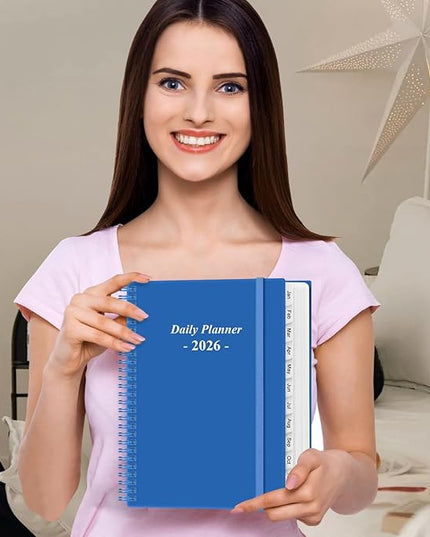 Daily Planner 2026 Full Page Per Day- 2026 Daily & Monthly Planner from January 2026 to December 2026, Day Planner 2026 with 12 Months Tabs, 8.5" x 11", Blue