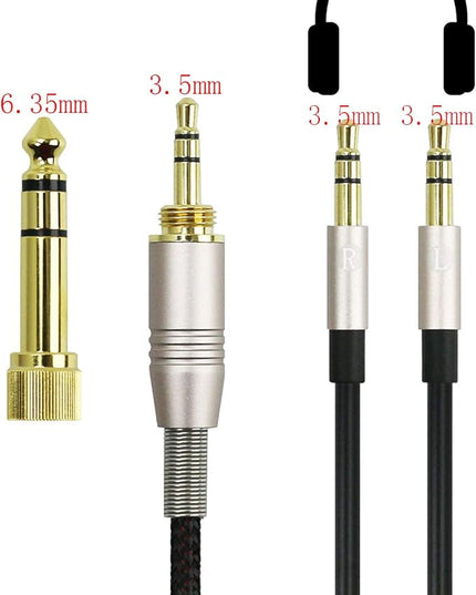 NEW NEOMUSICIA Replacement Cable Compatible with Hifiman HE4XX, HE-400i (The Latest Version with Both 3.5mm Plug) Headphones 3.5mm / 6.35mm to Dual 3.5mm Jack Male Cord 3meters/9.9ft