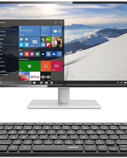 Arteck 2.4G Wireless Keyboard Ultra Slim and Compact Wireless Keyboard with Media Hotkeys for Computer/Desktop/PC/Laptop/Surface/Smart TV and Windows 10/8/ 7 Built-in Rechargeable Battery