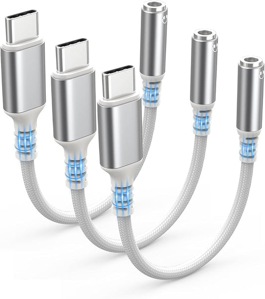 Highwings USB Type C to 3.5mm Female Headphone Jack Adapter, (3-Pack) USB C to Aux Audio Dongle Adapter Compatible with iPhone 16 Pro Max/15 Pro/15, Samsung Galaxy S24/S23/S22 Ultra, iPad Pro