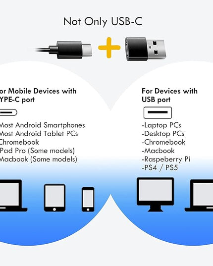 USB-C Earbuds, Compatible with Samsung, Google, OnePlus, iPhone 15/16 Smartphones, with USB Adapter for Laptop/PC, Mac, Advanced DAC Sound Card, Clear Mic, Deep Bass, Magnetic Shell