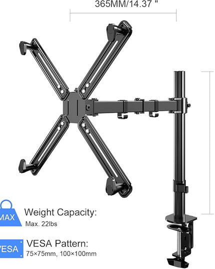 Non-VESA Single Monitor Arm Desk Mount with VESA Adapter Brackets, Holds Screens up to 27inches Without VESA Holes, Fully Adjustable Stand with C-Clamp, Grommet Base