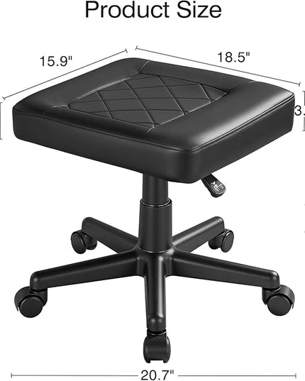 VECELO Under Desk Footrest, PU Ergonomic Foot Rest with Wheels, Comfort Padding, Height Adjustable for Relieving Leg Pain, Stiffness, Black