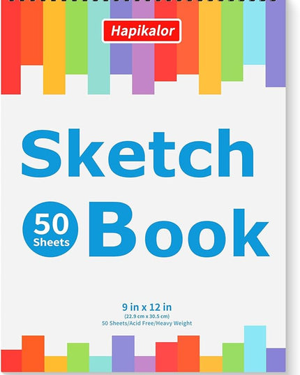 9" x 12" Sketch Book for Kids Adults, 1-Pack 50 Sheets Spiral Bound Art Sketchbook, Acid Free Artist Drawing Paper Pad for Beginners Artists, Kids Travel Essentials, Gifts for 6-14 Year Old Girl