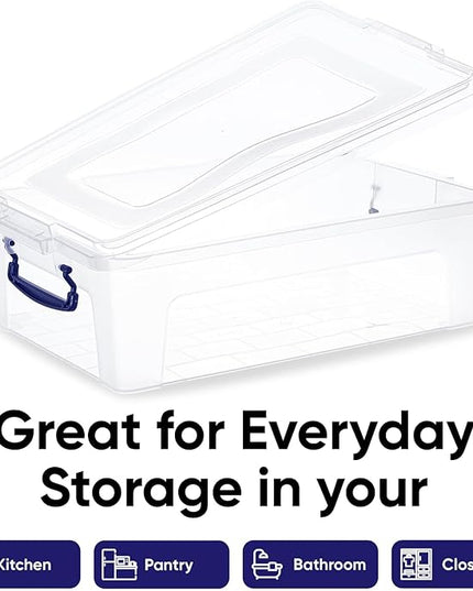 Superio Storage Bins with Lids- Clear Boxes for Organizing, Stackable Plastic Containers- BPA Free, Non-Toxic, Odor Free, Organizer for Home, Office, Dorm (6 Pack, 22.7 Qt)