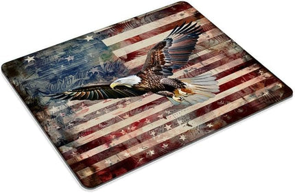 Square Mouse Pad Patriotic Bald Eagle with American Flag-5,Gaming Mouse Pads for Desk,Soft Computer Waterproof Non-Slip Mouse Mat