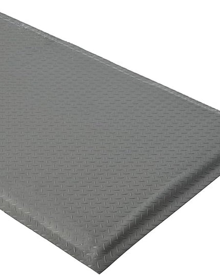 3 x 6 FT Anti Fatigue Mats Industrial 15/16 Inch Thick Soft Sponge Ergonomic Mat Durable Heavy Duty Diamond Plate for Standing Non Slip Industrial Grade Floor Mat for Leg & Back Pain (Gray)