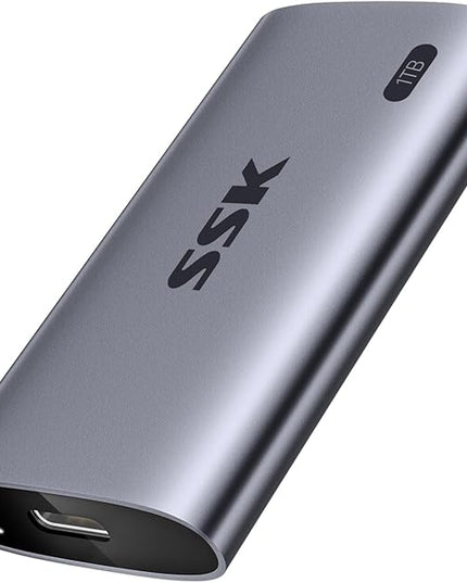 SSK Portable SSD 1TB, up to 2000MB/s External Solid State Drives, USB 3.2 Gen2X2 NVMe SSD External Hard Drive, Ultra Low Power Consumption for iPhone 15/ MacBook/Pro/OTG Phone/Laptops, SD600