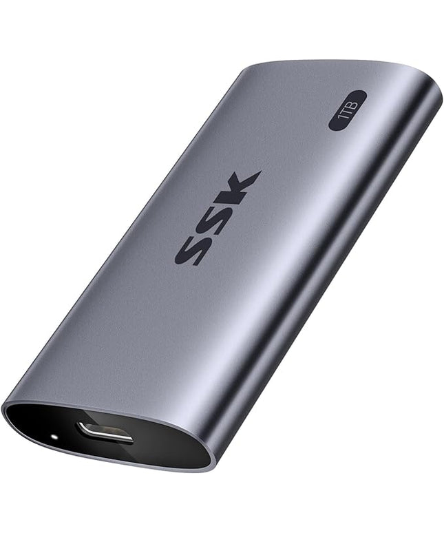 SSK Portable SSD 1TB, up to 2000MB/s External Solid State Drives, USB 3.2 Gen2X2 NVMe SSD External Hard Drive, Ultra Low Power Consumption for iPhone 15/ MacBook/Pro/OTG Phone/Laptops, SD600