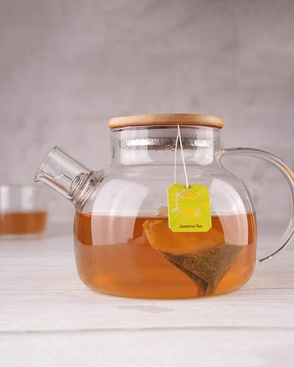 CnGlass Glass Teapot Stovetop Safe,20.3 oz Clear Tea pot with Removable Filter Spout,Loose Leaf and Blooming Tea Maker