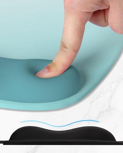 ITNRSIIET Ergonomic Mouse Pad, Cushioned Gel Wrist Rest, Non-Slip Base, Smooth Surface, Compatible with All Mice for Office & Gaming, Desk Accessory, 9.5 x 8.2 inch, Light Green Gradient