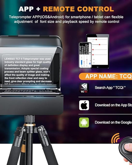 LENSGO Teleprompter for iPhone ipad Smartphone,7.9’’ Mini Portable Prompter with Remote Control,APP Compatible with iOS/Android for YouTube, Zoom, Twitch, Online Teaching,Vlogger,Live Streaming