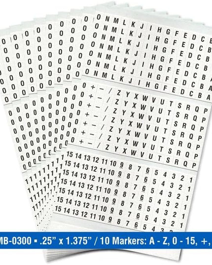 Premium Wire Marker Book for Cable Management, Vinyl-Coated, High-Tack Adhesive, Electric Panel Wire Label Stickers - 10 Pages Per Book