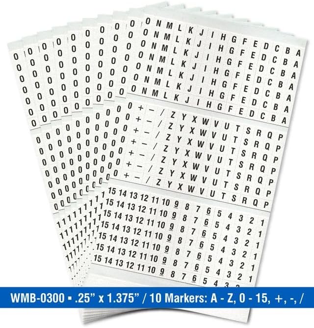 Premium Wire Marker Book for Cable Management, Vinyl-Coated, High-Tack Adhesive, Electric Panel Wire Label Stickers - 10 Pages Per Book