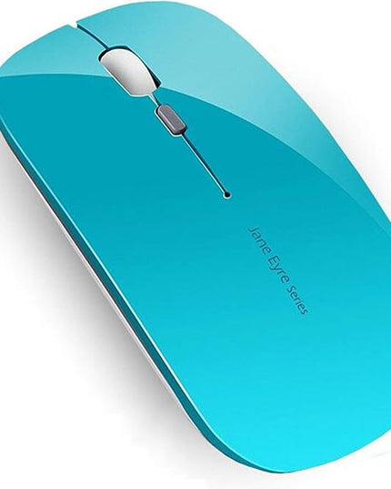 Uciefy Q5 Slim Rechargeable Wireless Mouse, 2.4G Optical Silent Ultra Thin Wireless Computer Mouse with USB Receiver and Type C Adapter, Compatible with PC, Laptop, Desktop (Blue)