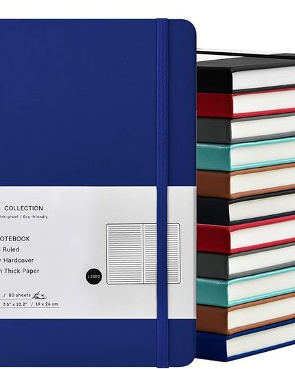 Coopay 12 Pack B5 Notebooks Journal College Ruled Composition Notebooks Classic Hardcover Lined Journals for Office Home School Business Writing Notes, 10.2" x 7.5", 100GSM Thick Paper (Multicolor)