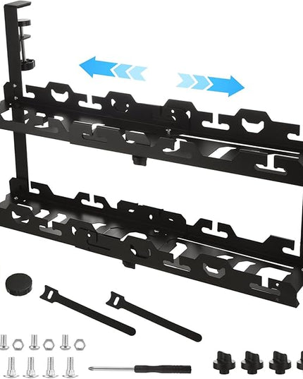 Cable Management Under Desk Tray 15.7-29 inch Under Desk Cable Management Black Extendable Under Desks Cable Managements No Drill Under Desks for Wire Managements