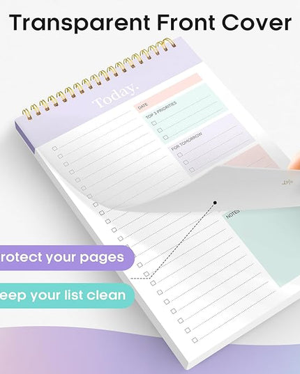 Taja To Do List Notepad - To Do List Notebook for Work with 52 Sheets, 9.8" x 6.5", Undated Daily Planner Perfect for Daily Tasks and Goal Setting, Notepad Suitable for Office, Home & School - Violet Dream