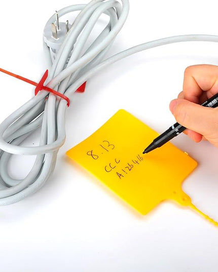 Cable Marker Tie Tags, 154Pcs Self-Locking Zip Tags Write on Label, Nylon Wire Label Multicolor Network Marking (Marker Pen+Sticker 5Colors/6Inch)