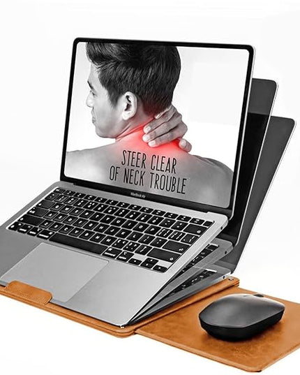 PUNCUBE Portable Lap Desk -Ultra Slim&Compact Laptop Desk in Sleek Design with Retractable Mouse Pad, Adjustable Stand, Expandable Surface, and Heat Protection for Laptops and Tablets (Blonder Brown)