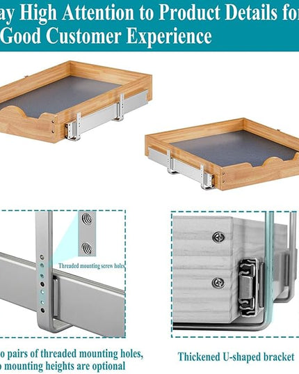 OCG Pull Out Cabinet Organizer 20"W x 21"D, Slide Out Wood Drawer Shelf, Pull Out Shelves for Base Cabinet Organization in Kitchen, Pantry, Bathroom