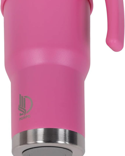 40 Oz Tumbler with Handle & Straw Lid, Insulated Stainless Steel Vacuum Flask, Double Wall Thermal Car Cup for Hot & Cold Drinks, Leak Proof, BPA Free (Rose Pink)