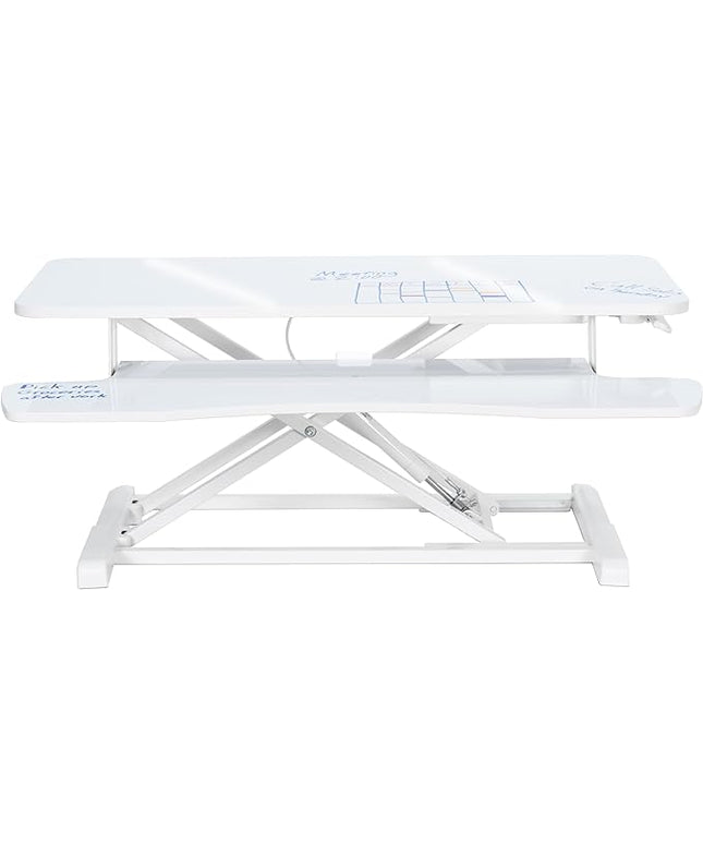 VIVO 36 inch Desk Converter, K Series, Height Adjustable Sit to Stand Riser, Dual Monitor and Laptop Workstation with Wide Keyboard Tray, White Dry Erase, DESK-V036KWE