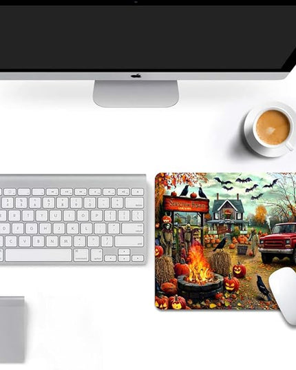 Halloween Pumpkin Lanterns Square Mouse pad, Texture, Waterproof, Anti Slip Rubber Base, Computer Mouse pad, Laptop Mouse pad