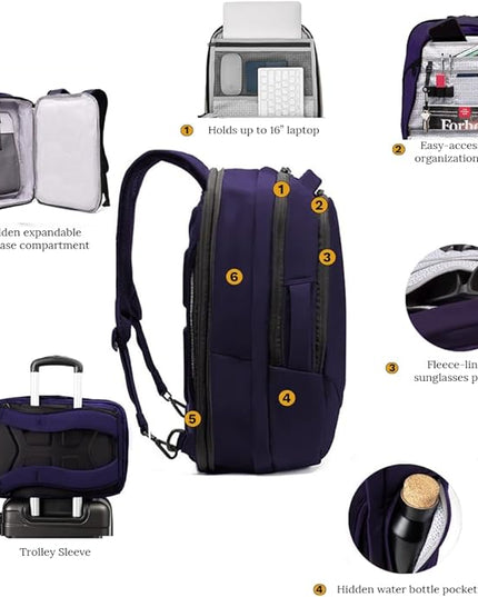 Knack Small Series 2 Laptop Backpack Fits up to 16 Inch Laptops - Knack Bags Carry-On Backpack, TSA Approved, Expandable Travel Backpacks With 2 Day Outfit Capacity, Berry Blue