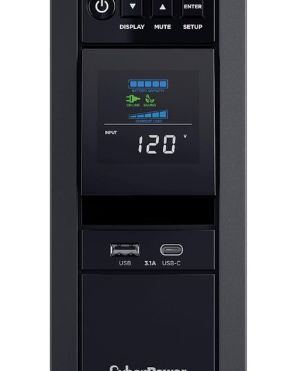 CyberPower CP1000PFCLCD PFC Sinewave UPS Battery Backup and Surge Protector, 1000VA/600W, 10 Outlets, AVR, Mini-Tower; UL Certified