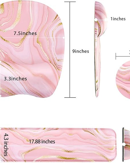 Keyboard Wrist Rest Mouse Pad Wrist Support for Computer Desktop/Laptop/Notebook Memory Foam Keyboard Pad Ergonomic Hand Rest Wrist Cushion for Home Office Gaming - Pink Fluid